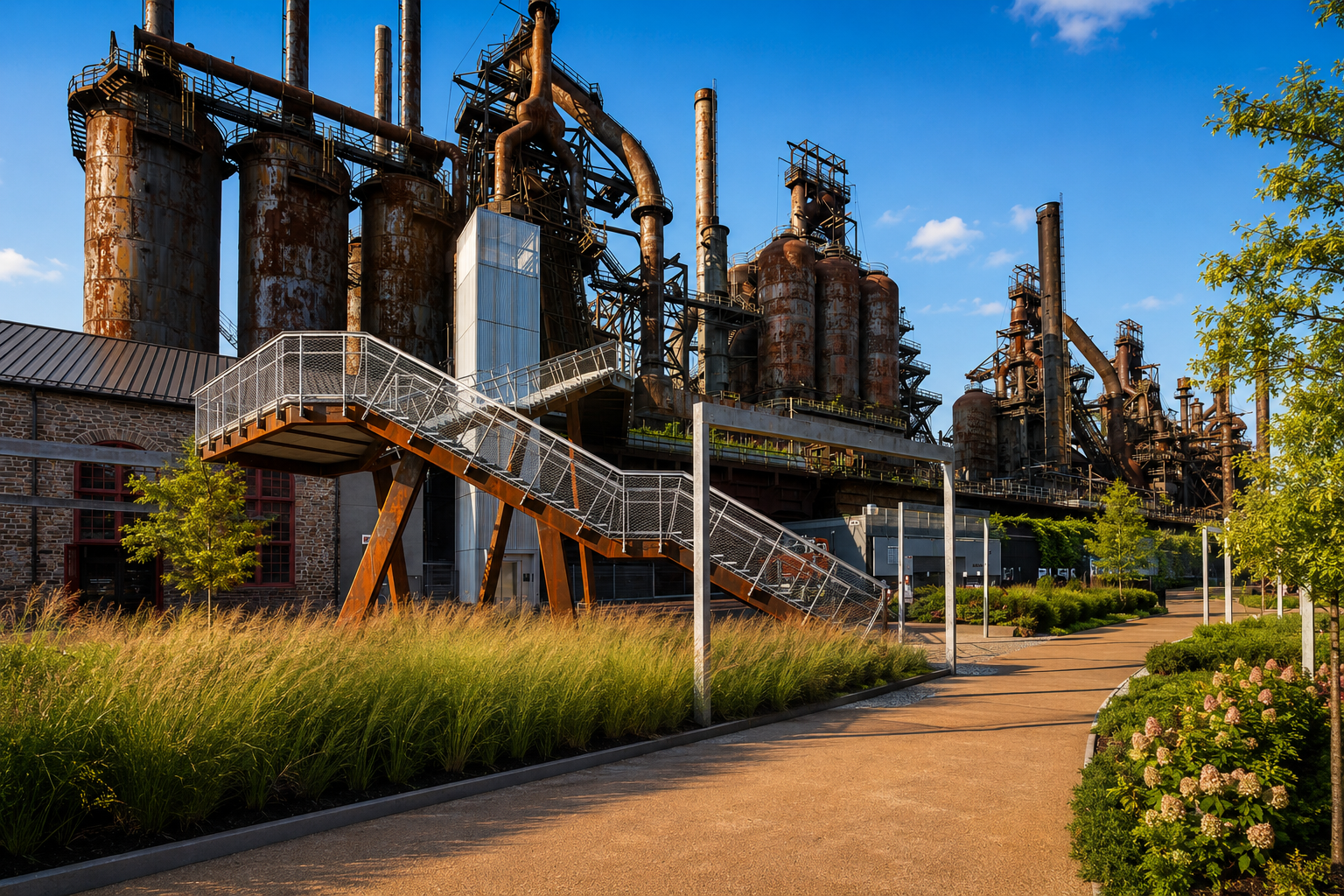 SteelStacks and the historic Bethlehem Steel site in Bethlehem, Pennsylvania near Lehigh Partners Senior Benefits