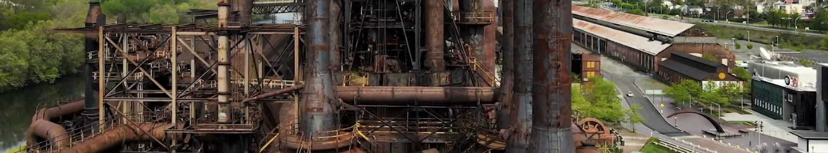 Aerial view of the Bethlehem Steel stacks in South Bethlehem, Pennsylvania