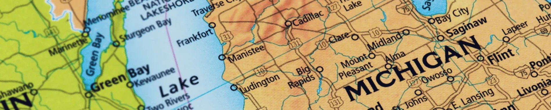 Map of the United States with Michigan highlighted